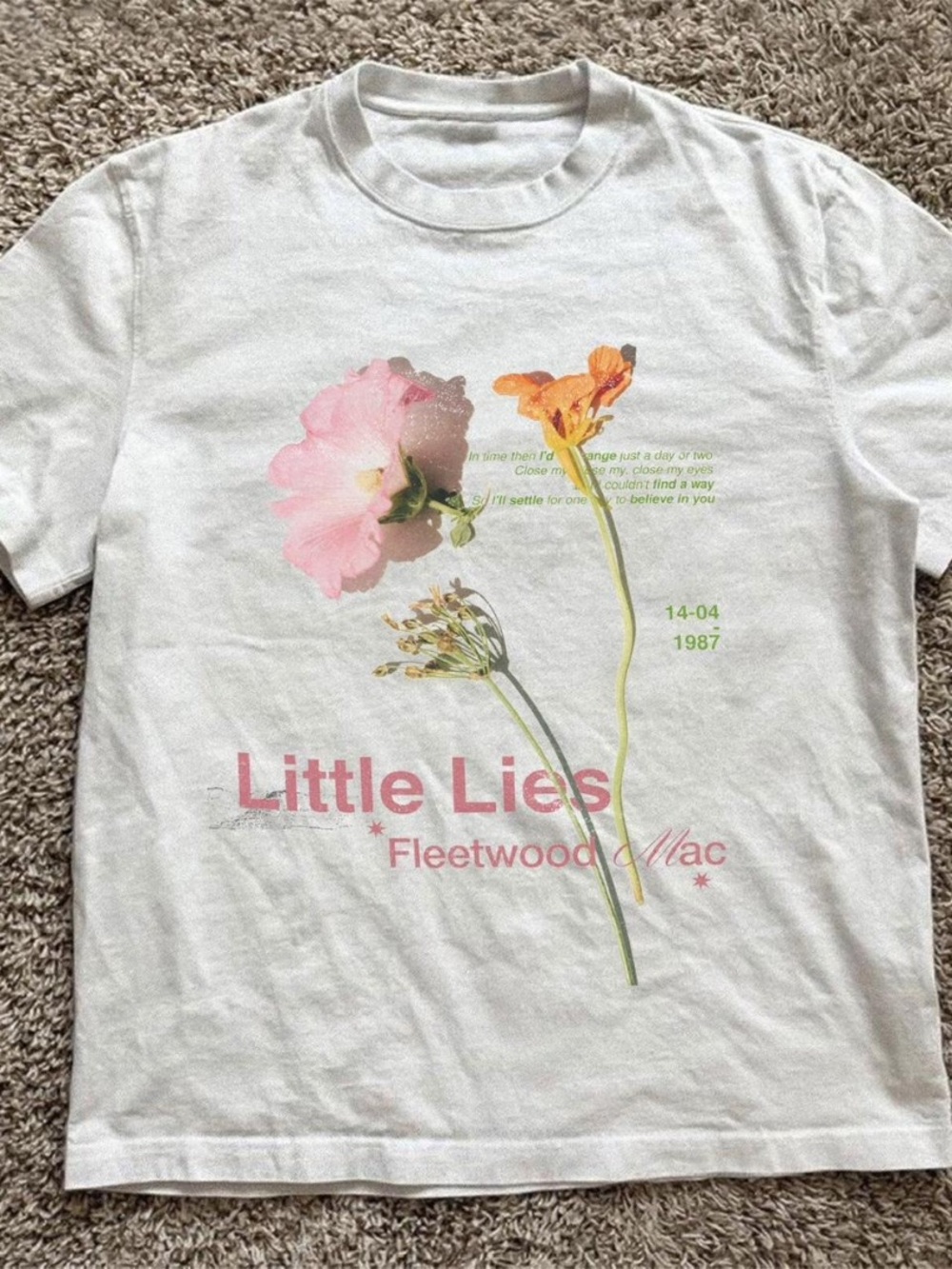 White "Little Lies" Floral Graphic Kids T-Shirt